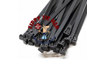 7.6mm x 400mm Black Releasable Cable Ties 100pcs 
