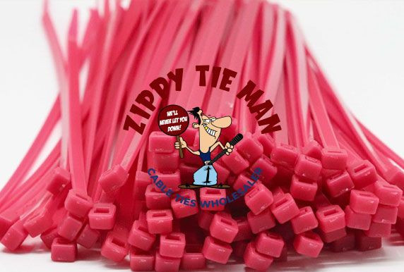 4.8mm x 200mm Pink Cable Ties 100pcs